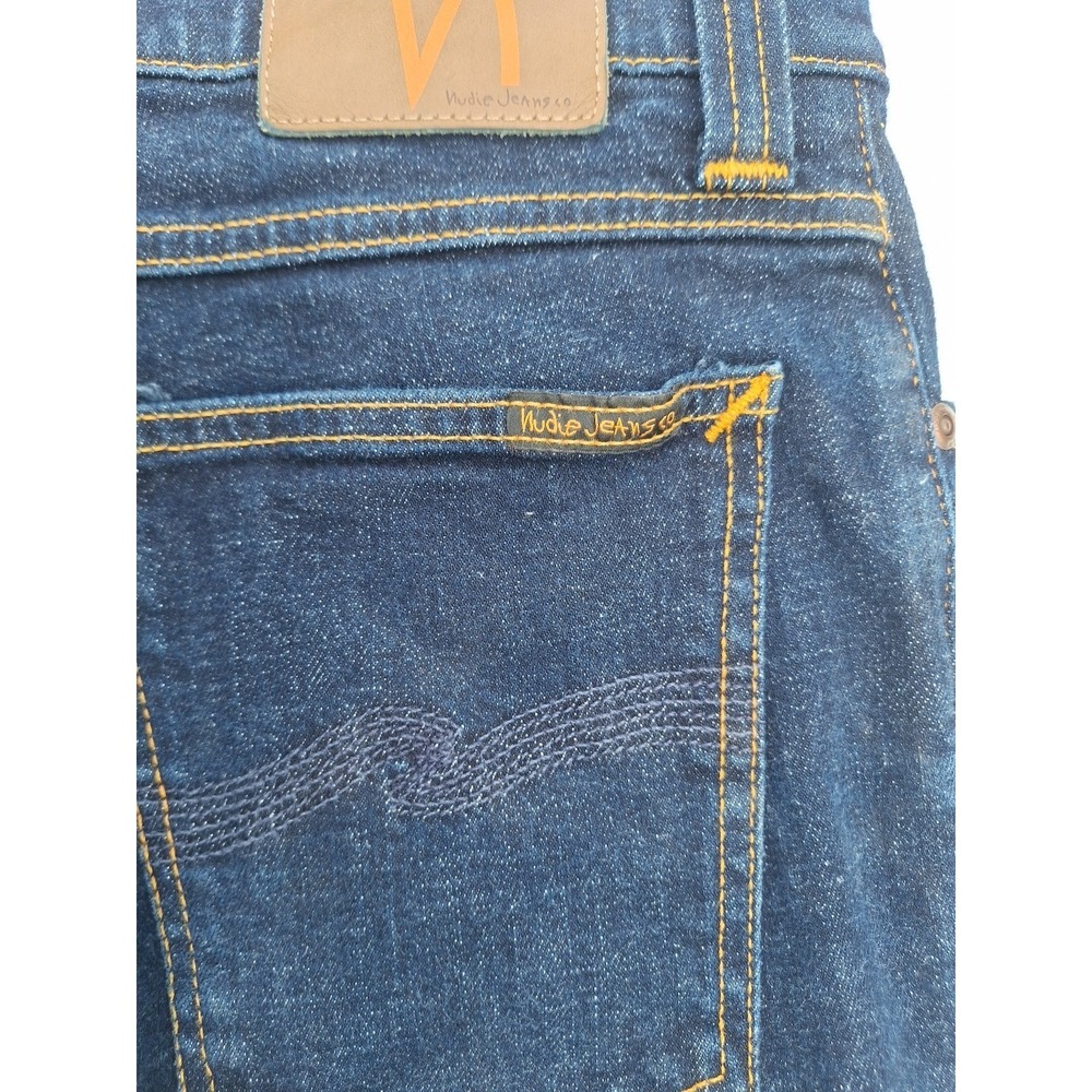 Nudie Jeans High Kai Mens 31x32 Blue Denim Jean Stretch Dark Blue Skinny - Picture 14 of 16